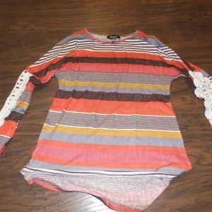 orange brown gray pink long sleeve